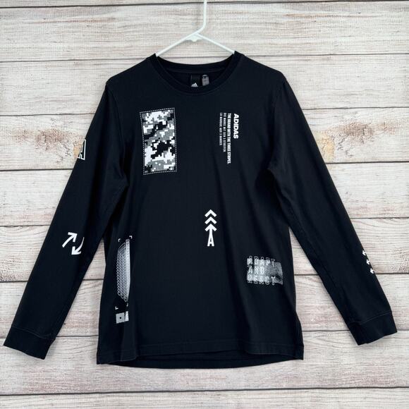 Adidas ID Icon Racing Motorsports Mashup Long Sleeve T-Shirt Men's Medium Black - Picture 1 of 14